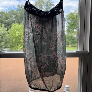 Free People Black Lace and Pink Floral tank- size s